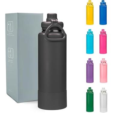 Imagem de Kirk Garrafa Térmica 800ml Profissional | Aço Inox 304, Dupla Camada a Vácuo, Base Antiderrapante | Mantém Gelado por 24h e Quente por 12h, Tampa com Bico Esportivo (Preto)