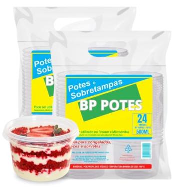 Imagem de Pote Descartavél 500ml BP Potes Redondo com Tampa Açai Bolos Sorvetes (48 Unidades)