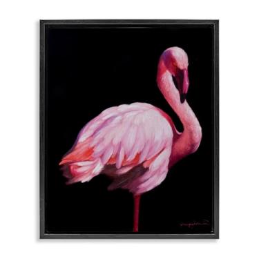 Imagem de Stupell Industries Arte de parede elegante e exótica em tela flutuante marrom flamingo, design de James Corwin, 53 x 43 cm