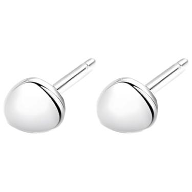 Imagem de Brincos irregulares de prata esterlina S925, brincos geométricos de feijão pequeno polido liso, leve e confortável, estilo moderno para o dia a dia