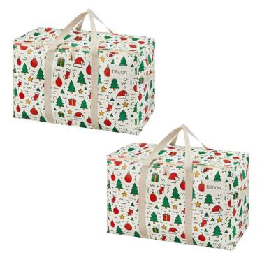 Imagem de VENO Pacote com 2 sacos de mudança e grandes caixas de armazenamento de Natal com tampas. Alternativa a caixas de mudança, suprimentos de embalagem para faculdade. Bolsas resistentes extra grandes