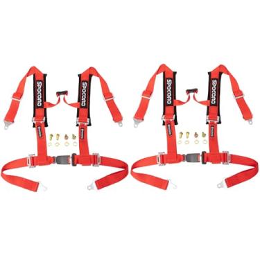 Imagem de Spocoro Liberação de fivela de arnês de corrida de 4 pontos com ombreiras ultra macias e resistentes, correias de nylon de 5 cm (pacote com 2), vermelho