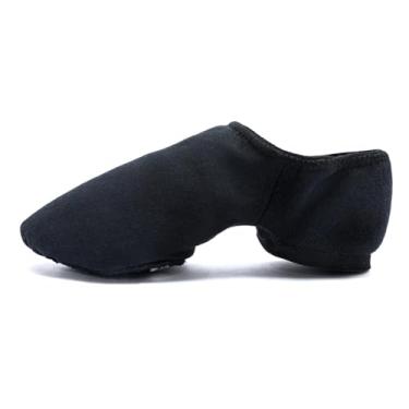Imagem de MSMAX Tênis feminino de jazz de lona elástica infantil para treinamento e dança, Preto, 36