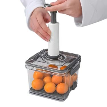 Imagem de Pote Hermético a Vácuo com Tampa Vedante e Bomba Manual – Recipiente Transparente para Armazenamento (12 x 15 x 22,5-1,5L) - MJ BRANDS