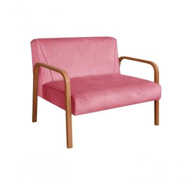 Imagem de Poltrona Namoradeira Anita Decorativa Braço Madeira Moderna Suede Rosa 280