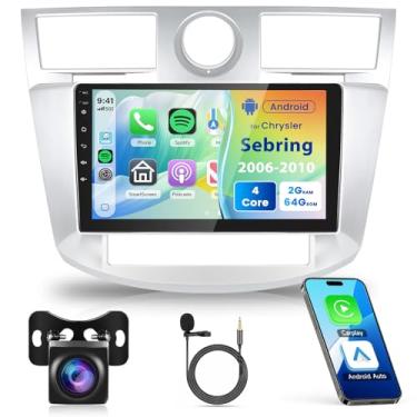 Imagem de Estéreo automotivo Android 2 + 64 G para Chrysler Sebring 2006-2010 sem fio Carplay Android Auto Rádio, unidade de cabeça de tela sensível ao toque de 10,1 polegadas com link espelhado, WiFi, GPS