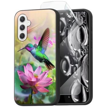 Imagem de ACWDMKH Capa para celular Galaxy A15 5G, com protetor de tela fino e fofo de silicone TPU macio à prova de choque, resistente a arranhões, carregamento sem fio, capa resistente, lótus beija-flor