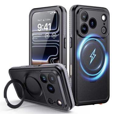 Imagem de Lanhiem Capa magnética à prova d'água para iPhone 17 Pro, à prova de poeira, protetor de tela integrado, [apto para MagSafe] [Suporte invisível] Capa subaquática resistente à prova de choque para