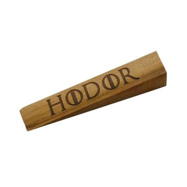 Imagem de Rolha de porta Hodor – Madeira natural e cunha de borracha antiderrapante, presente gravado inspirado em GOT, fixação forte para todas as superfícies, embalagem com 2 mercadorias Gag (extra grande)