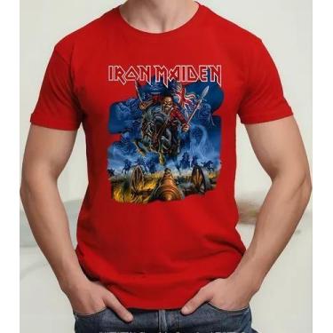 Imagem de Camiseta Camisa Adulto Feminina Masculina Algodão Banda de Rock Iron M