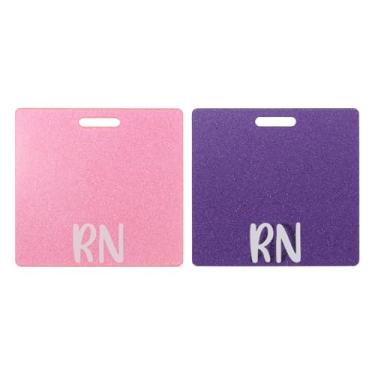 Imagem de PATIKIL Porta-cartões RN para crachá RN, 2 peças, porta-cartões de identificação com glitter, etiqueta de identificação de nome horizontal, acessórios para mulheres, colegas de trabalho, presentes de