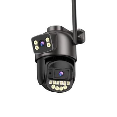 Imagem de Câmera de Segurança PTZ com Dupla Lente, Visão Noturna Colorida, WiFi, Rotação 360°, Antena Externa wifi.