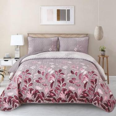 Imagem de Conjunto de edredões WONGS BEDDING Pink Floral Queen Size 3 peças