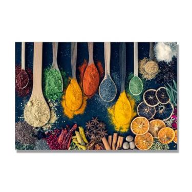 Imagem de NHLDZYH Tela decorativa cozinha, arte vintage especiarias coloridas, arte de parede quadros para sala de estar quarto cozinha. B57. 30 x 45 cm apenas tela