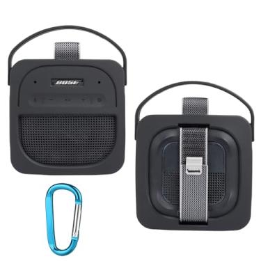 Imagem de AONKE Capa de silicone compatível com alto-falante Bose SoundLink micro portátil Bluetooth (2ª geração), alto-falante externo sem fio (preto)