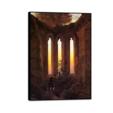 Imagem de Huttens Grave por Caspar David Friedrich Impressões em tela Well Decor The World Classic Art Reproduções de arte grande giclee arte de parede para sala de estar decoração de casa 55 x 40 cm (22 x 16