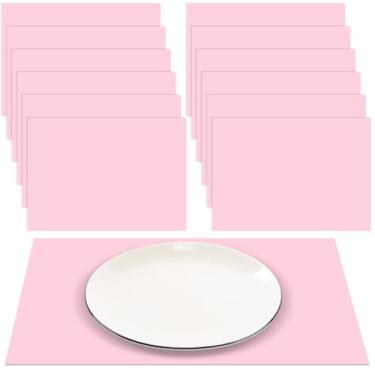 Imagem de Fullhawl Jogo americano de papel descartável pastel colorido para mesa de jantar, Páscoa, férias, fazenda, tapetes de mesa decorativos, cozinha, aniversário, decoração de festa de casamento, 25 x 35