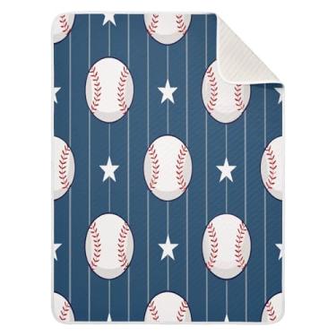 Imagem de Qilmy Cobertor de beisebol para bebês 76 x 101 cm, cobertor infantil de algodão macio para meninos e meninas, cobertor leve e quente para bebês e bebês recém-nascidos