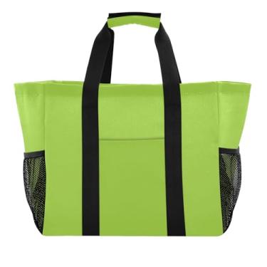 Imagem de ODAWA Sacos de praia laváveis e verdes amarelos, sacolas de supermercado dobráveis para esportes e academia, Amarelo, verde, One Size