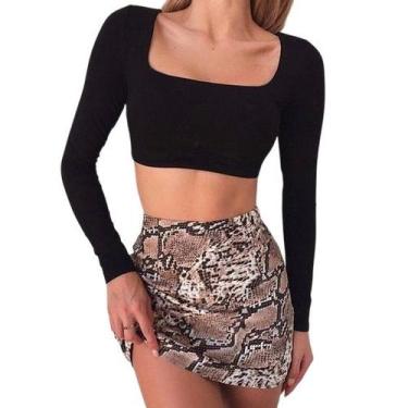 Imagem de Cropped top decote quadrado mangas longas Vick moda gringa blogueira v