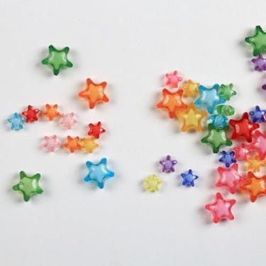 Imagem de Mefuny 250 contas de acrílico estrela 2 tamanhos de contas em contas para projetos de bricolage, fabricação de joias