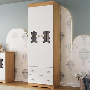 Imagem de Guarda-roupa Infantil 62cm 2 Portas com Vidro e 2 Gavetas Doçura Multimóveis Mp4491 Madeirado/branco