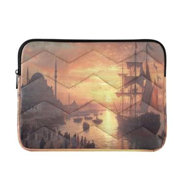 Imagem de Bolsa masculina para laptop laranja pôr do sol, média à prova de choque, capa protetora para transporte, 33 a 33,3 cm