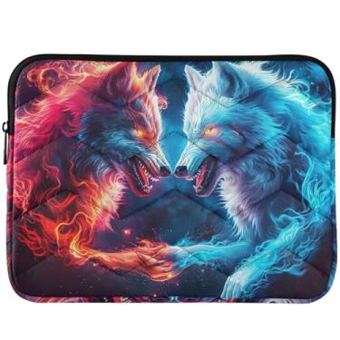 Imagem de Capa fofa para laptop Two Fighting in Night Puffy Laptop Pouch Universal 13-14 polegadas para Macbook Case 13 polegadas