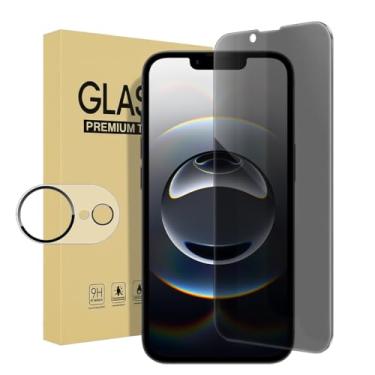 Imagem de Pacote com 1 protetor de tela de privacidade para iPhone 16e de 6,1 polegadas com 1 pacote com 1 protetor de lente de câmera, filme de vidro temperado antiespião, dureza 9H, sem bolhas, compatível com