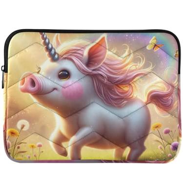 Imagem de Capa protetora para computador de 13 a 14 polegadas universal de unicórnio e porco fofo para notebook para MacBook Pro com capa protetora para computador de 13 a 14 polegadas