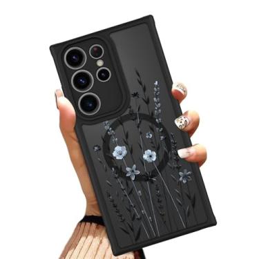 Imagem de OOK Capa para Samsung Galaxy S23 Ultra de 6,8 polegadas (compatível com carregamento sem fio) lindas flores florais translúcidas capa de telefone TPU macio + capa magnética rígida de policarbonato