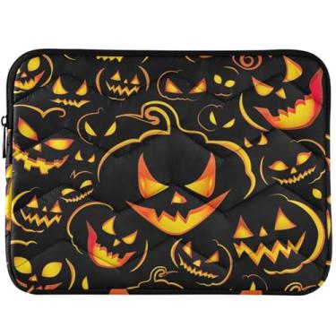 Imagem de Capa protetora para laptop preta abóbora Halloween capa para notebook estética fofa capa universal para laptop de 13 polegadas