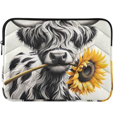 Imagem de Capa para notebook Highland Cow Calf Cute Laptop Sleeve para Macbook 13 polegadas Universal 13-14 polegadas capa para laptop fofa
