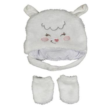 Imagem de Kit Gorro e Luvas para bebê Baby Joy, Coelha branca