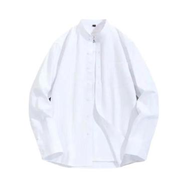 Imagem de Camisa Oxford Masculina 100% Algodão Manga Longa Cor Sólida Casual Gol