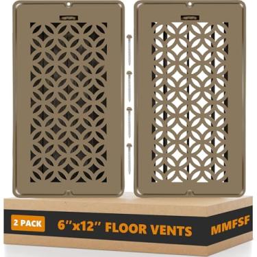 Imagem de Capas de ventilação de piso, registro de piso 15 x 30 cm, 2 pacotes de capas decorativas ajustáveis para ventilação de piso de casa, teto ou parede lateral com parafusos, saídas de piso de aço