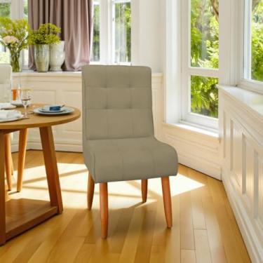 Imagem de Cadeira de Jantar com Encosto Alto de Suede - Estilosa para Sala, Mesa de Jantar e Cozinha, Confortável e Durável (Cappuccino)