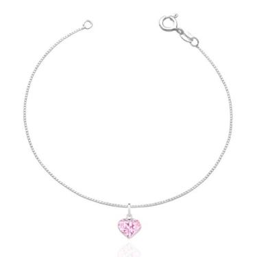 Imagem de Tornozeleira Veneziana Ponto Luz Coração Prata Original - Lojas La&Ny 