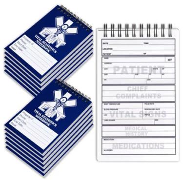 Imagem de PruQuaiy Bloco de notas de estatísticas vitais EMT/First Responders, pacote com 12, caderno de campo médico, 15 x 9 cm, 70 folhas por bloco (12)