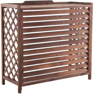 Imagem de Tela De Cerca De Ar Condicionado Tampa Do Radiador Ao Ar Livre Para Esconder O Ar Condicionado, Placa De Madeira Espessa Planta Decorativa Display Radiador Cobre Prateleira, One Color, S