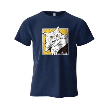 Imagem de Camiseta Gráfica Engraçada Com Estampa De Gato Agressivo Para Homens E