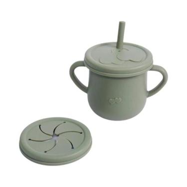 Imagem de Copo De Treinamento De Silicone Fofo Para Bebês Com Alças, Canudos E T