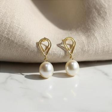 Imagem de Brinco Two Drops em Ouro 18k com Pérola Natural - Elegante e Atemporal