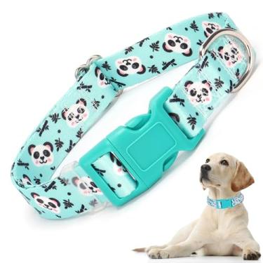 Imagem de Coleira de cachorro azul com padrões de panda fofos, coleira de nylon ajustável para gatos para meninos meninas cães PP pequeno, médio grande extragrande (panda PP