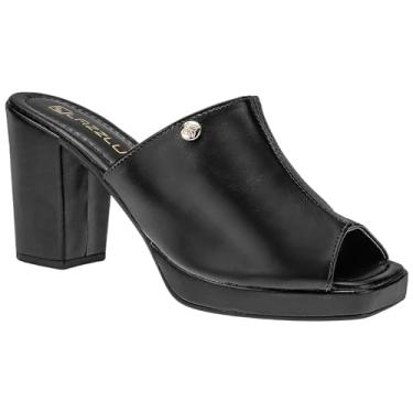 Imagem de Sandália Feminina Meia Pata Salto Bloco Grosso Alto Tamanco (Preto, BR, Adulto, Numérico, 34)