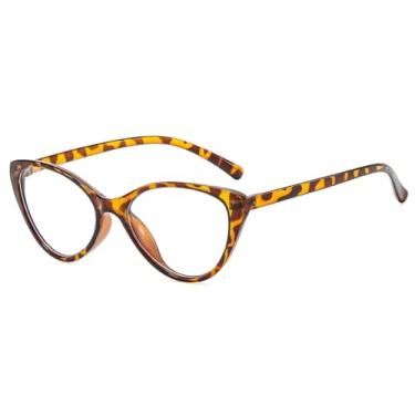 Imagem de Óculos gatinho retrô com armação simples e cores combinando (estampa de leopardo)