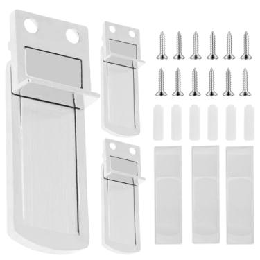 Imagem de MABCIRY Conjunto de batente magnético de porta de 3 peças, kit de rolha magnética para montagem no chão liso, trava de porta versátil sólida para proteger paredes, design fino e leve, fácil de usar