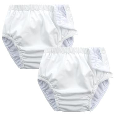 Imagem de Pacote com 2 fraldas de natação reutilizáveis para bebês recém-nascidos, laváveis, unissex, fraldas de natação infantis, Branco, pacote com 2, 6-18 M