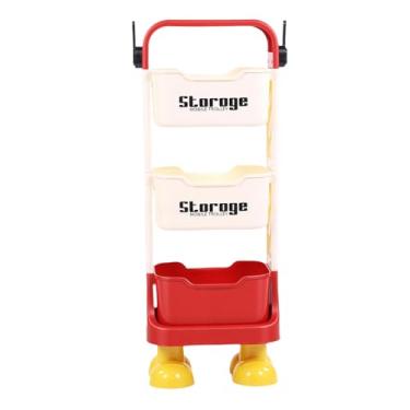 Imagem de AUNMAS Carrinho Utilitário Com Rodas, Organizador de Lanches de Brinquedo Multifuncional de Várias Camadas Com Pés de Desenho Animado para Organização e Decoração de Garagem de Escritório (3 níveis)