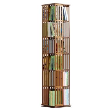 Imagem de Estante giratória 360 para quarto e sala de estar, estante de chão alto para espaço pequeno, estante de canto pequena com design giratório